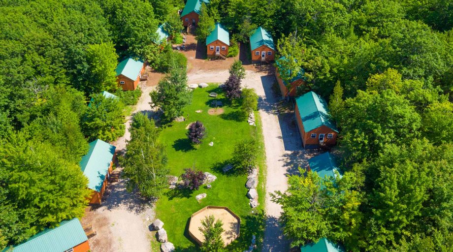 Aerial of Micah bunks and lawn